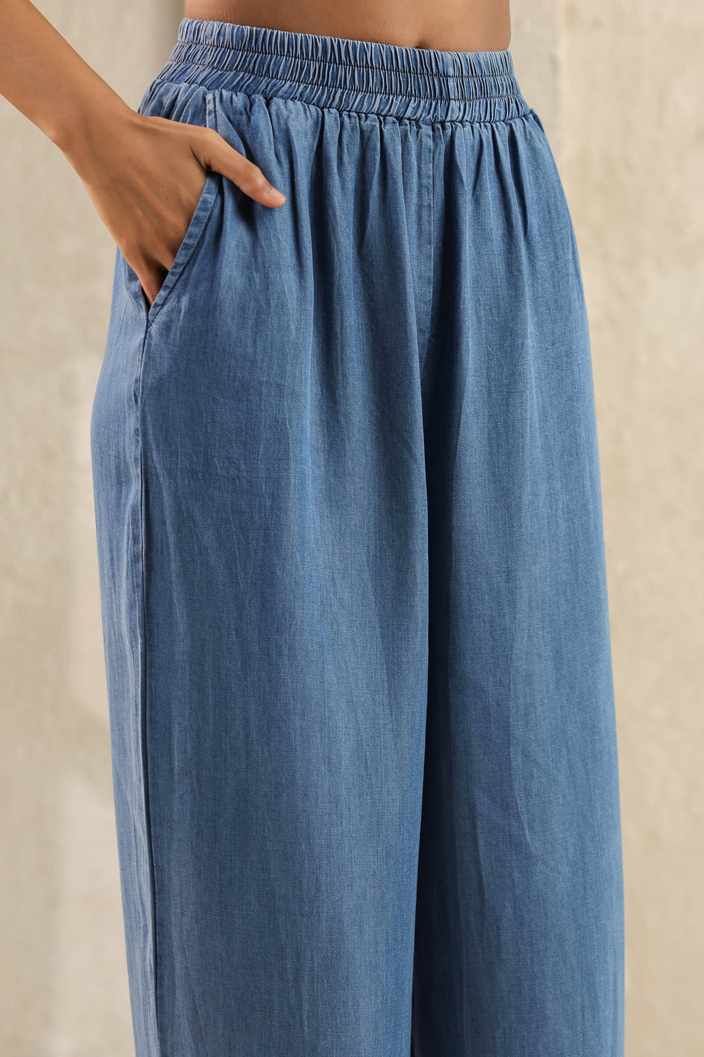Blue Embroidered Denim Co-Ords Set