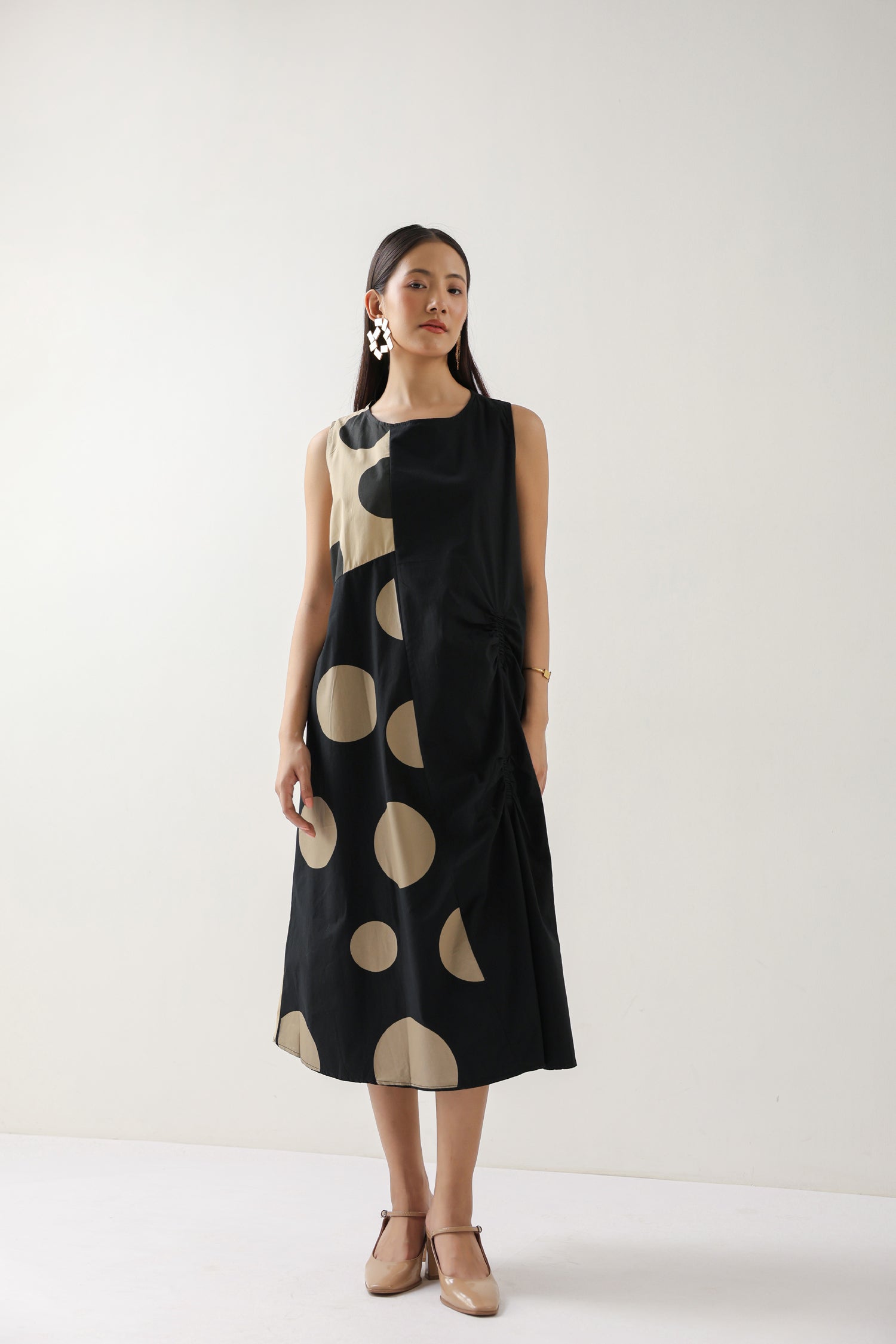 The Luna Dot Play Dress Brown & Beige Polka Mood The Luna Dot Play Dress Brown & Beige Polka Mood