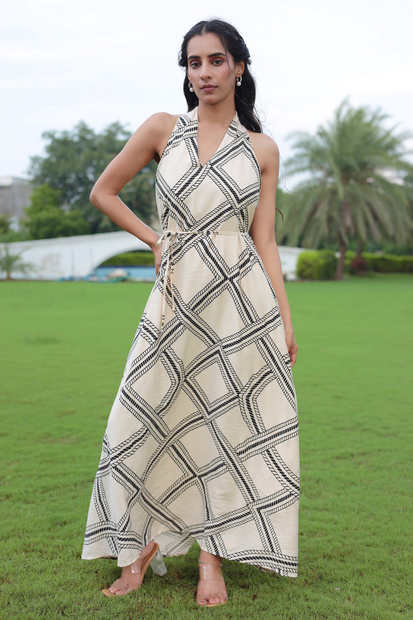 Halter neck printed Maxi Dress