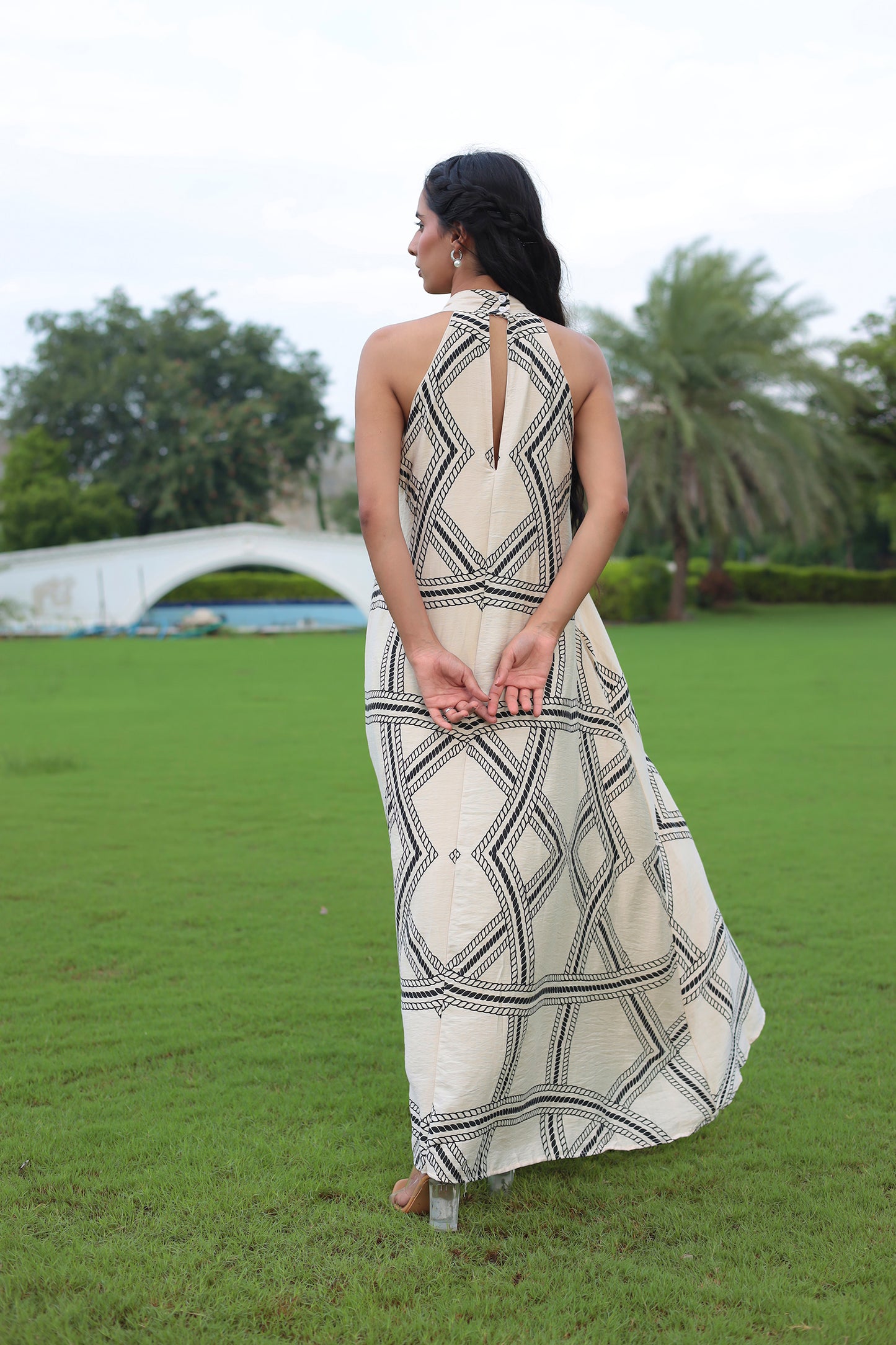 Halter neck printed Maxi Dress