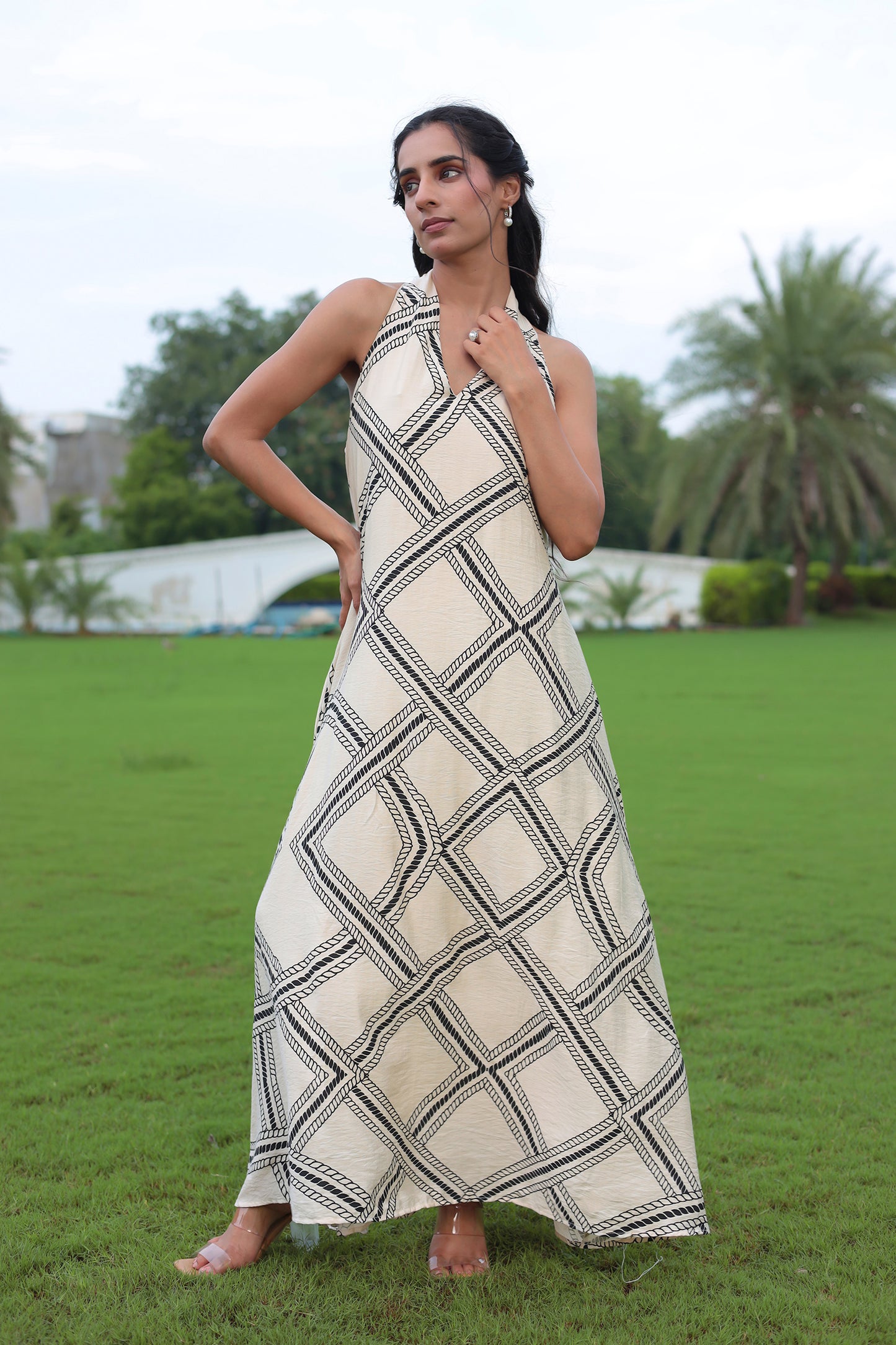 Halter neck printed Maxi Dress
