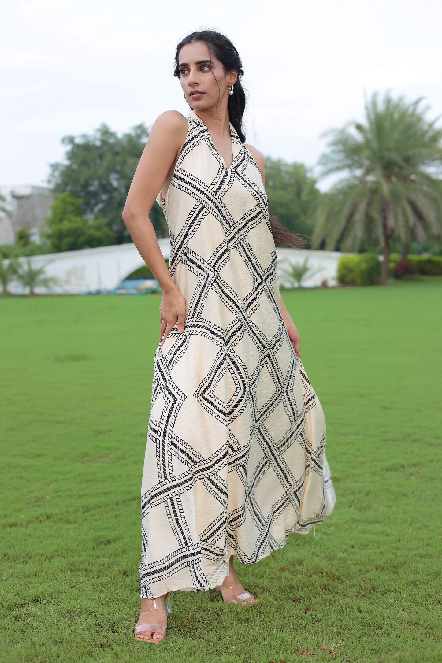 Halter neck printed Maxi Dress