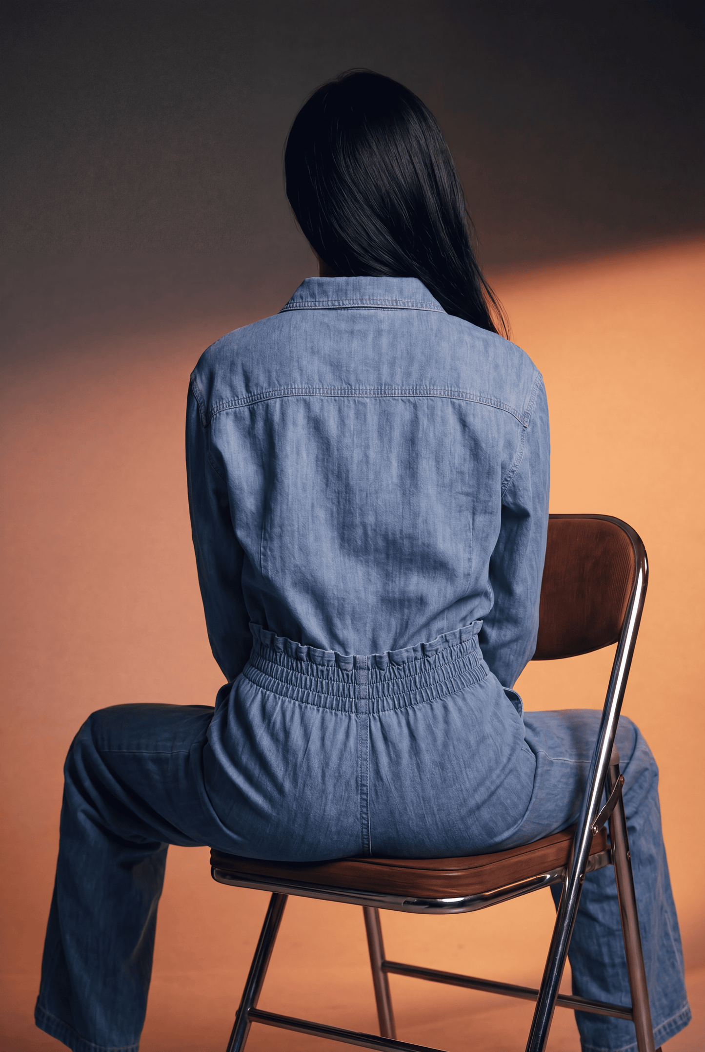 Dark Blue Denim Embroidered Co-Ord Set & Relaxed Fit Shirt with Wide-Leg Pant