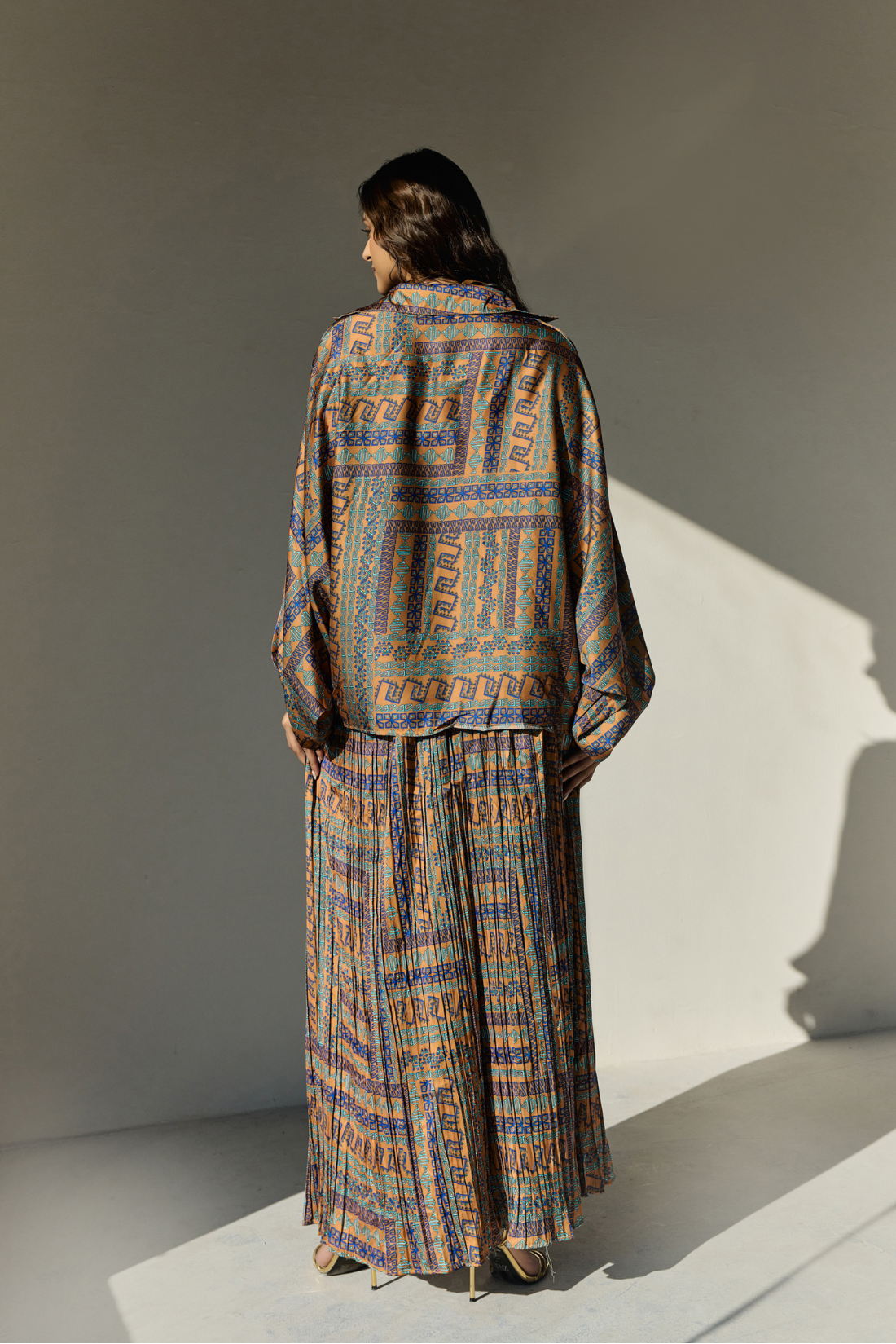 Floral Print Satin Co Ords With Pleated Pant