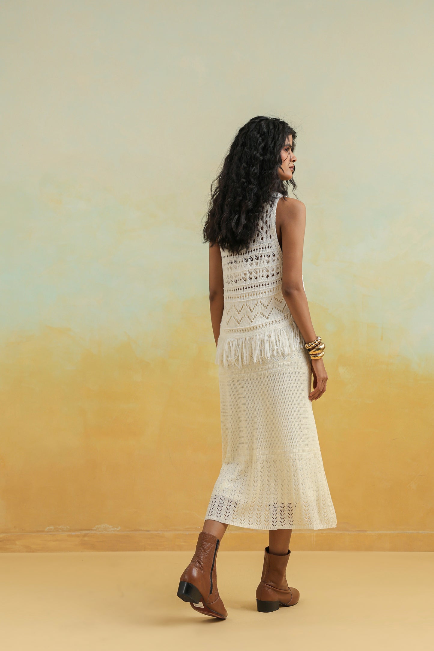 White Skirt in Crochet fabric