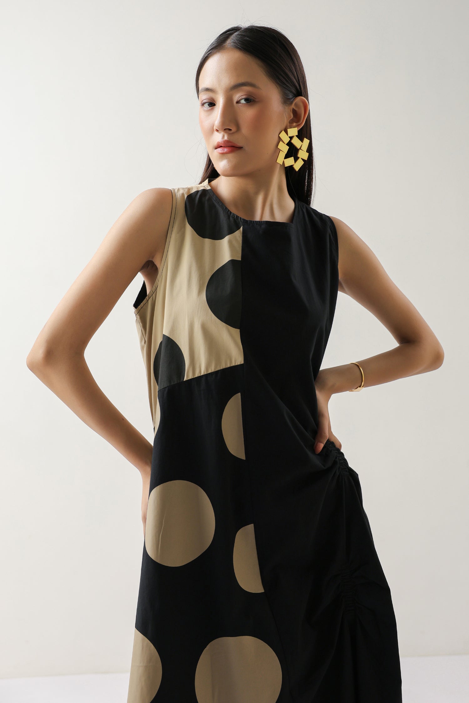 The Luna Dot Play Dress Brown & Beige Polka Mood The Luna Dot Play Dress Brown & Beige Polka Mood