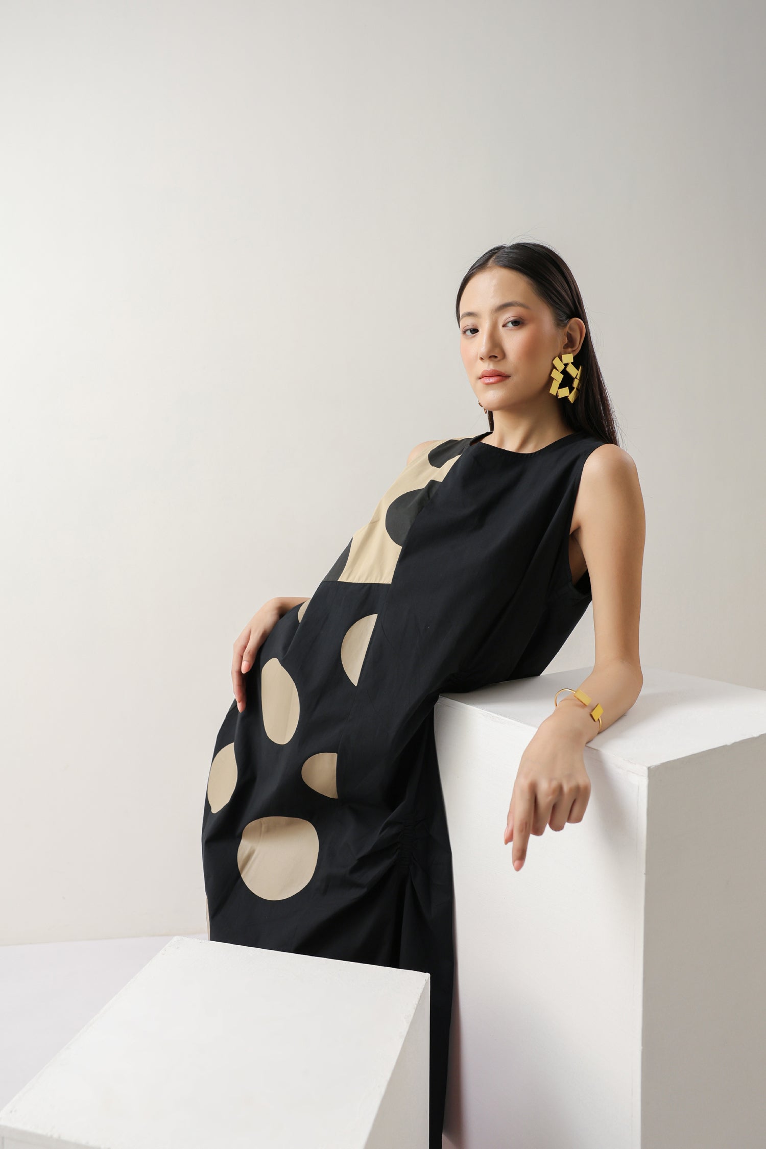 beige and black polka dot dress Classic Polka Dot Dress Teuta Matoshi