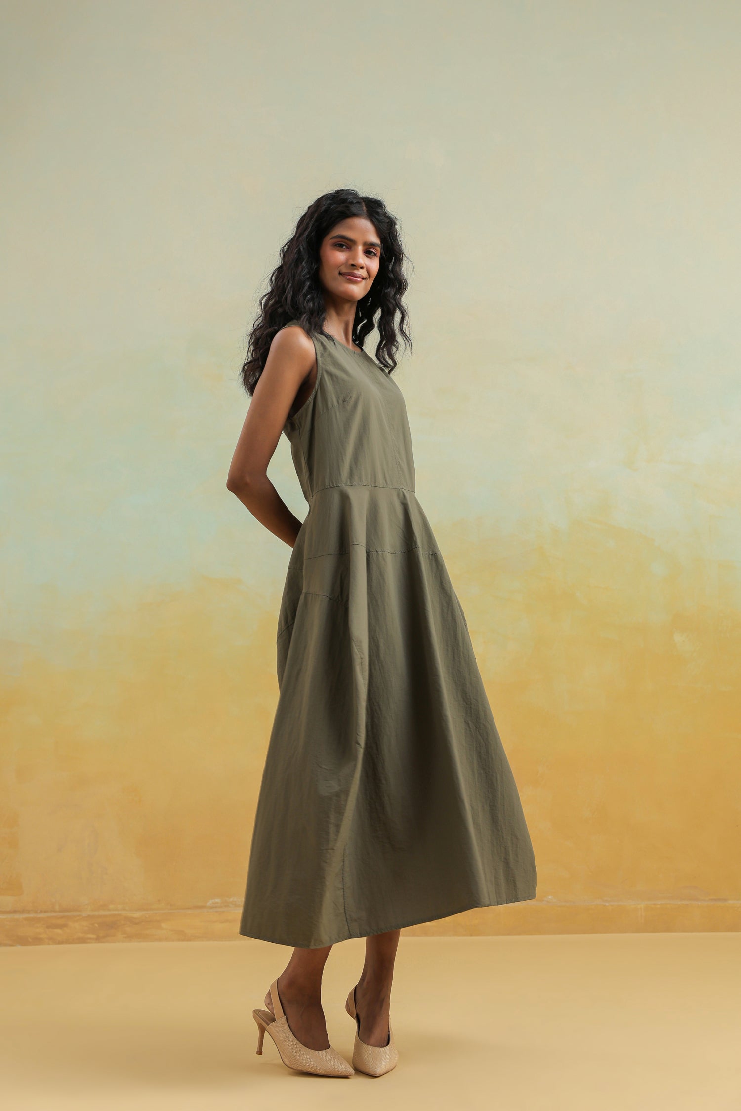olive cotton dress Martha